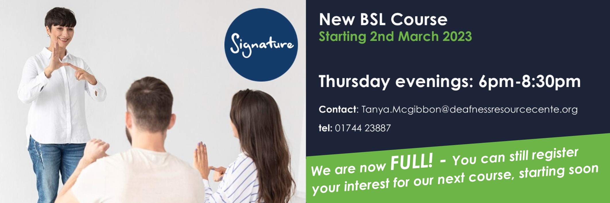 NEW BSL course starts January 2023
